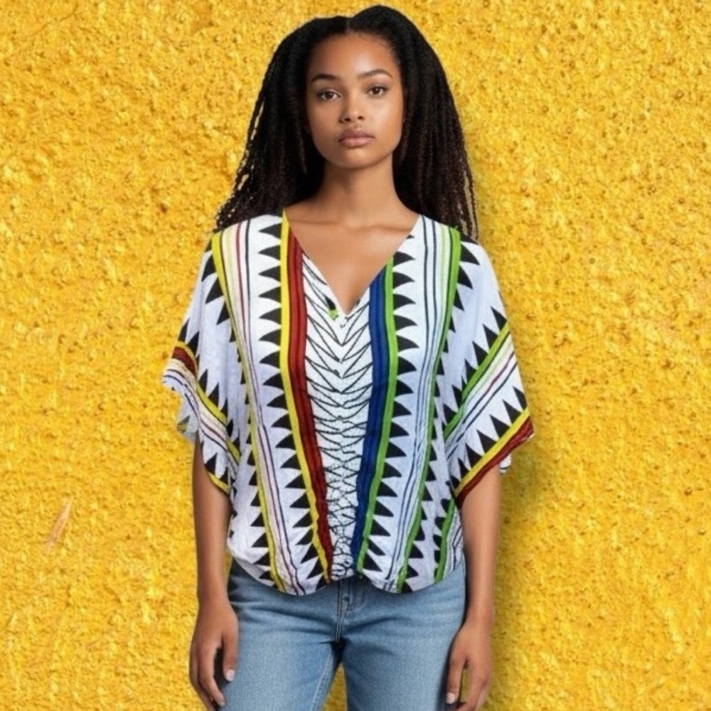 NWT Boohoo Printed Poncho Blouse